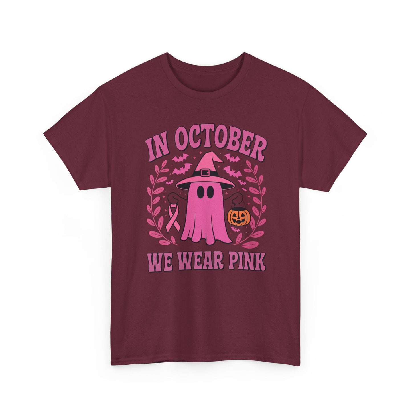 In October We Wear Pink Breast Cancer Awareness Halloween T-Shirt