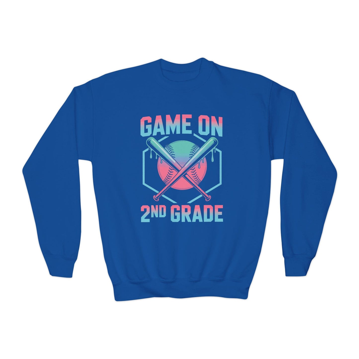 2nd Grade Back to School Baseball Drip Ice Cream Game On Kid Sweatshirt