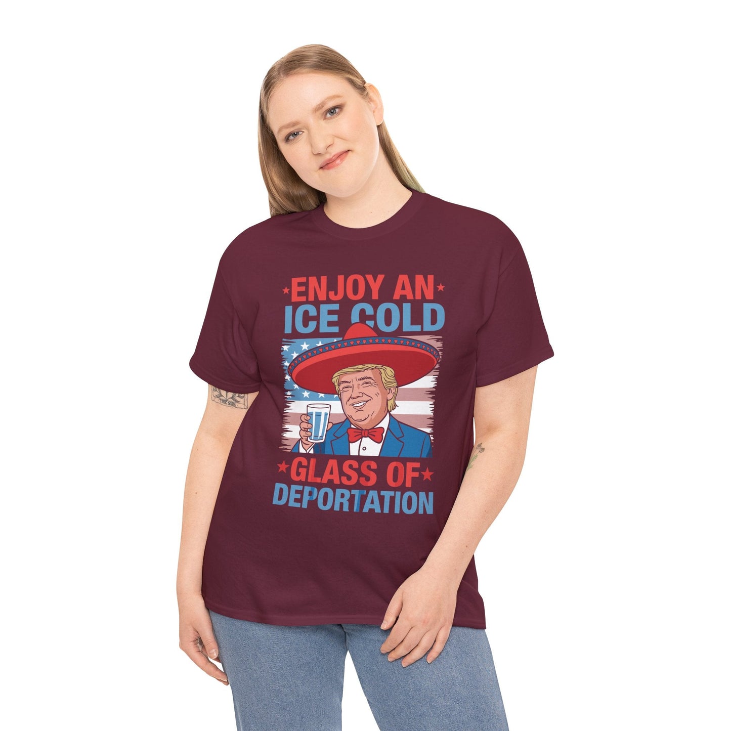 Funny Trump 4th of July Ice Cold Glass Of Deportation T-shirt