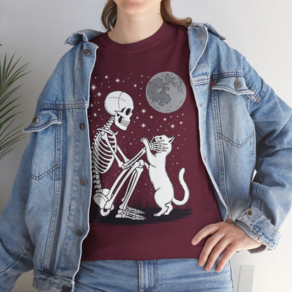 Skeleton Cat Skull Kitty Cute Goth Halloween Men Women T-Shirt