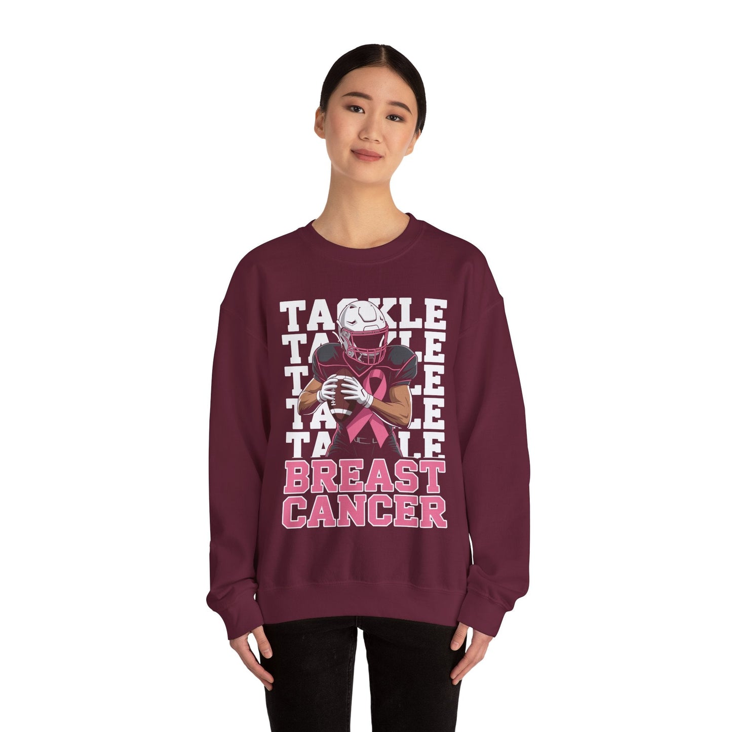 Tackle Football Breast Cancer Awareness Pink Ribbon Sweatshirt