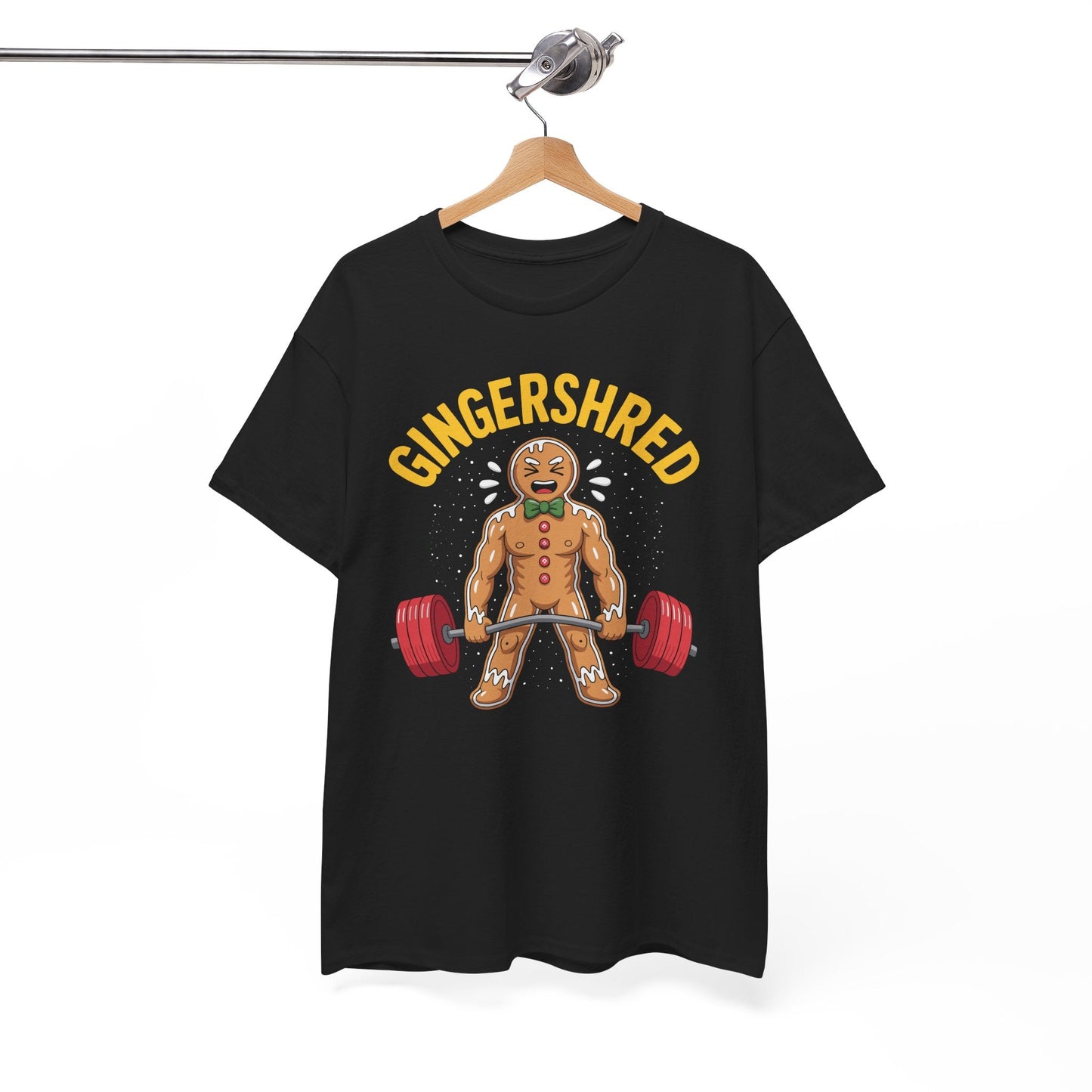 Funny Gingershred Gingerbread Man Gym Bodybuilding Christmas T-Shirt