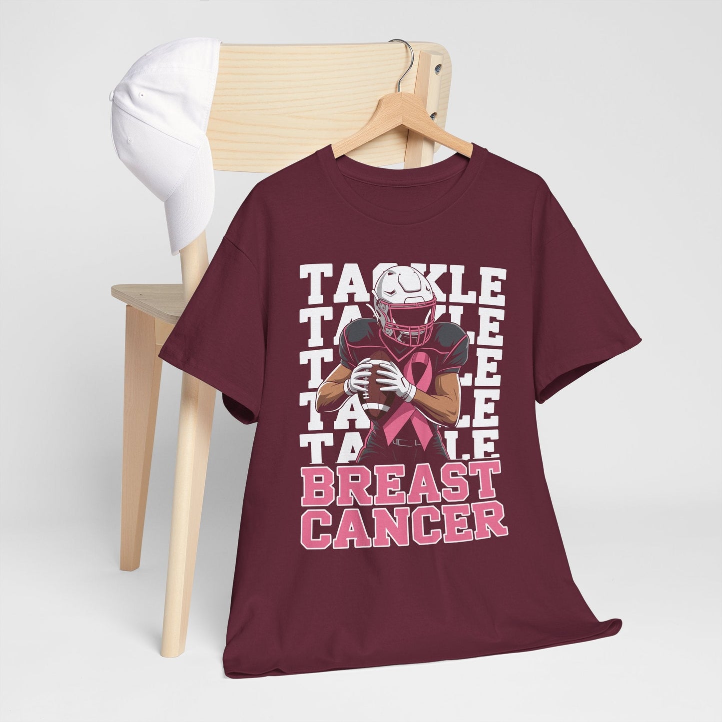 Tackle Football Breast Cancer Awareness Pink Ribbon T-Shirt