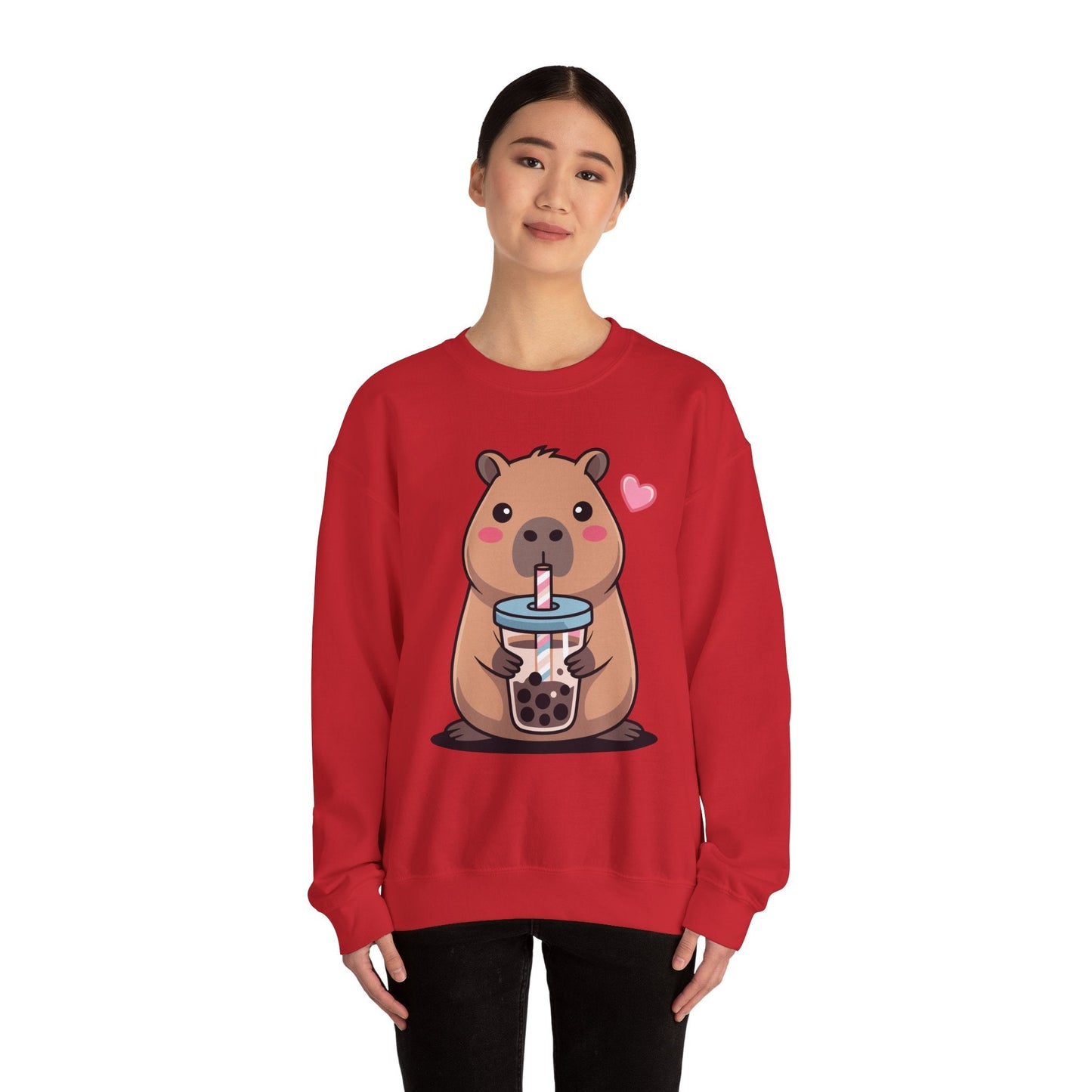 Cute Capybara Kawaii Anime Drinking Bubble Tea Lover Girls Sweatshirt