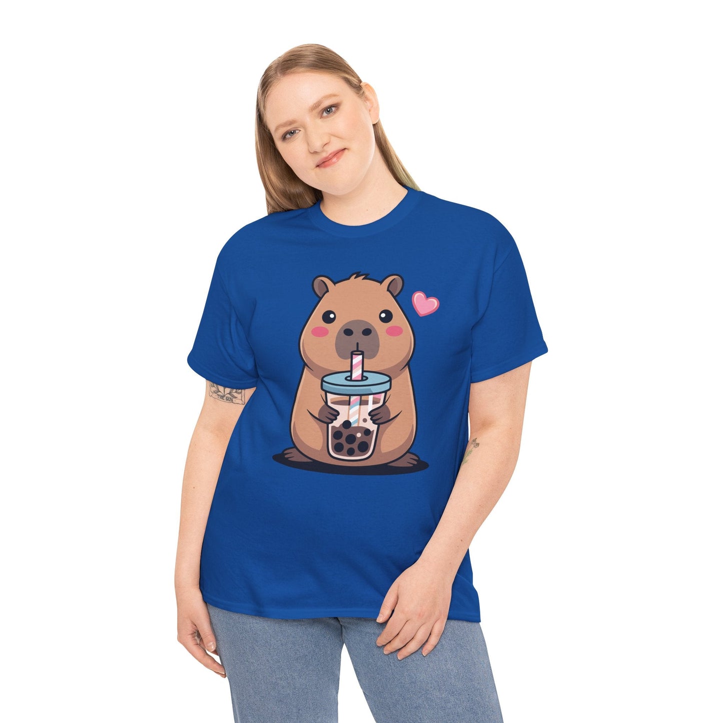 Cute Capybara Kawaii Anime Drinking Bubble Tea Lover Girls T-Shirt