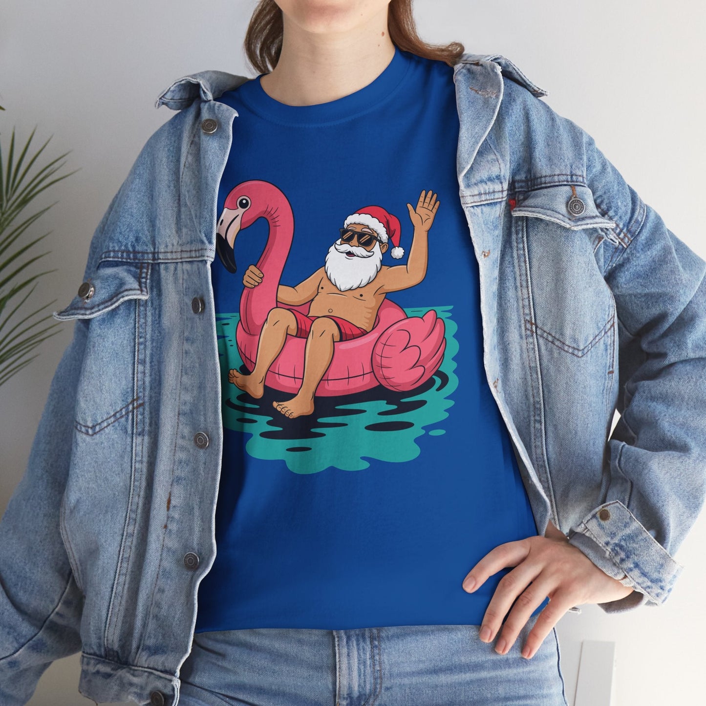 Santa Flamingo Floatie Funny Christmas In July Summer Xmas T-Shirt