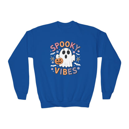 Spooky Vibes Ghost Retro Groovy Halloween Kids Sweatshirt