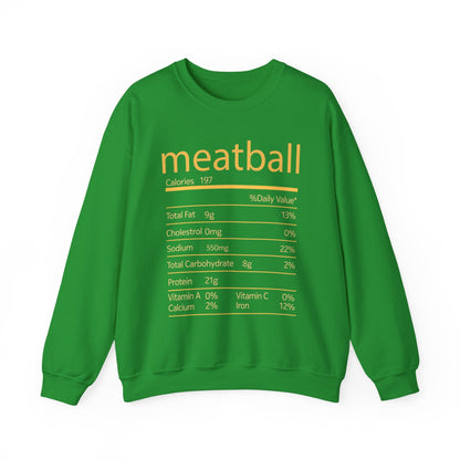 Meatball Nutrition Facts Funny Thanksgiving Christmas Sweatshirt