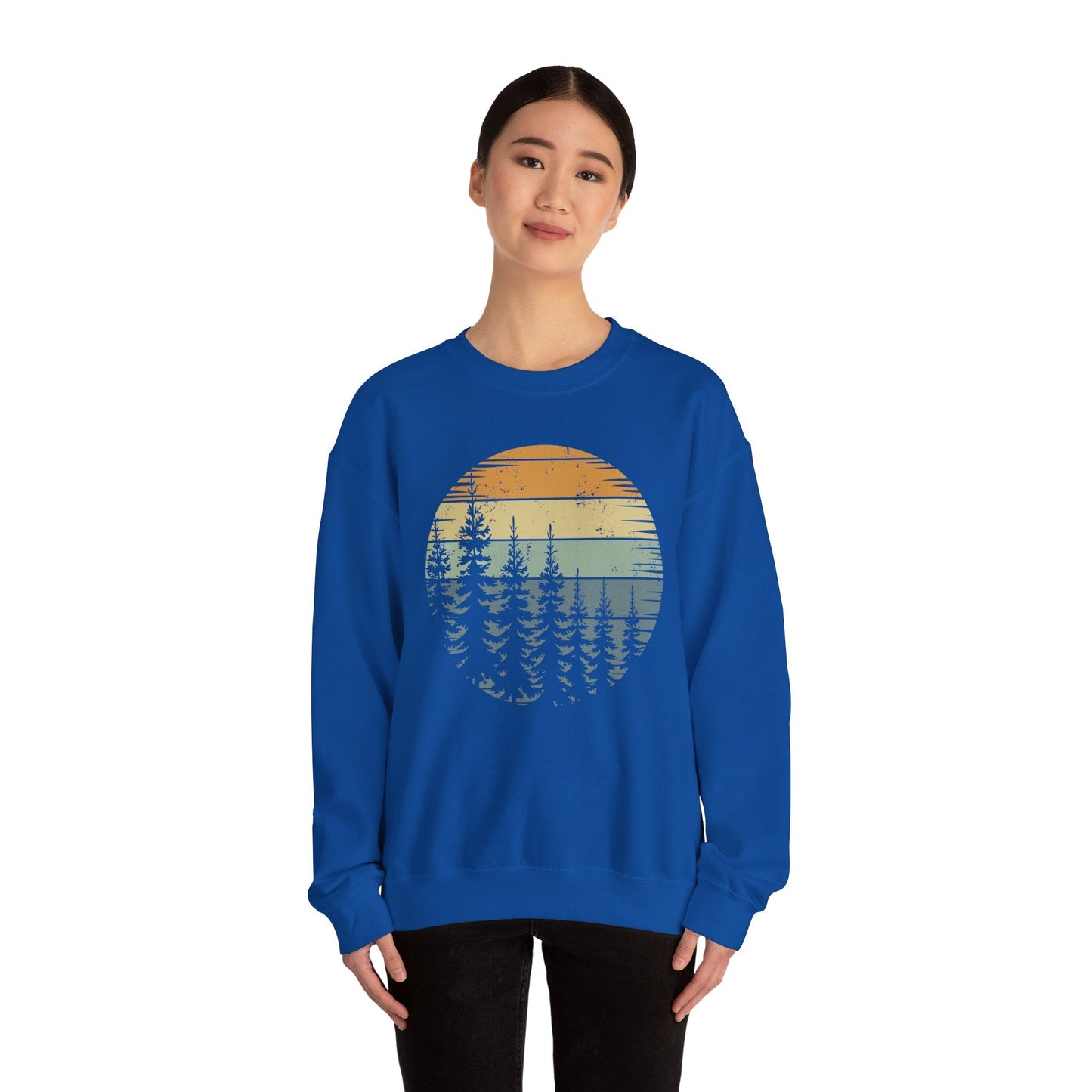 Retro Forest Trees Outdoors Nature Vintage Graphic Sweatshirt
