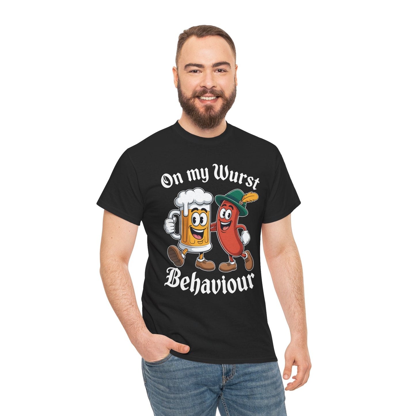 Oktoberfest On My Wurst Behaviour German Beer Sausage Adults T-Shirt