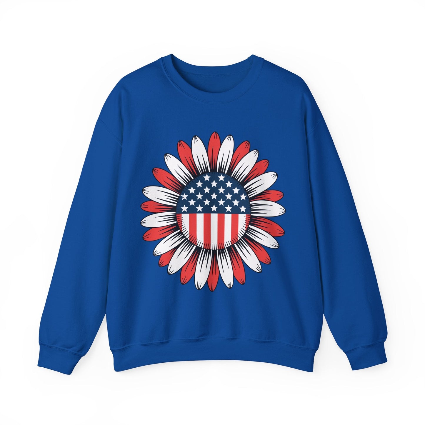 Sunflower American Flag 4th of July Women Men Merica USA Sweatshirt