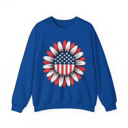 Sunflower American Flag 4th of July Women Men Merica USA Sweatshirt