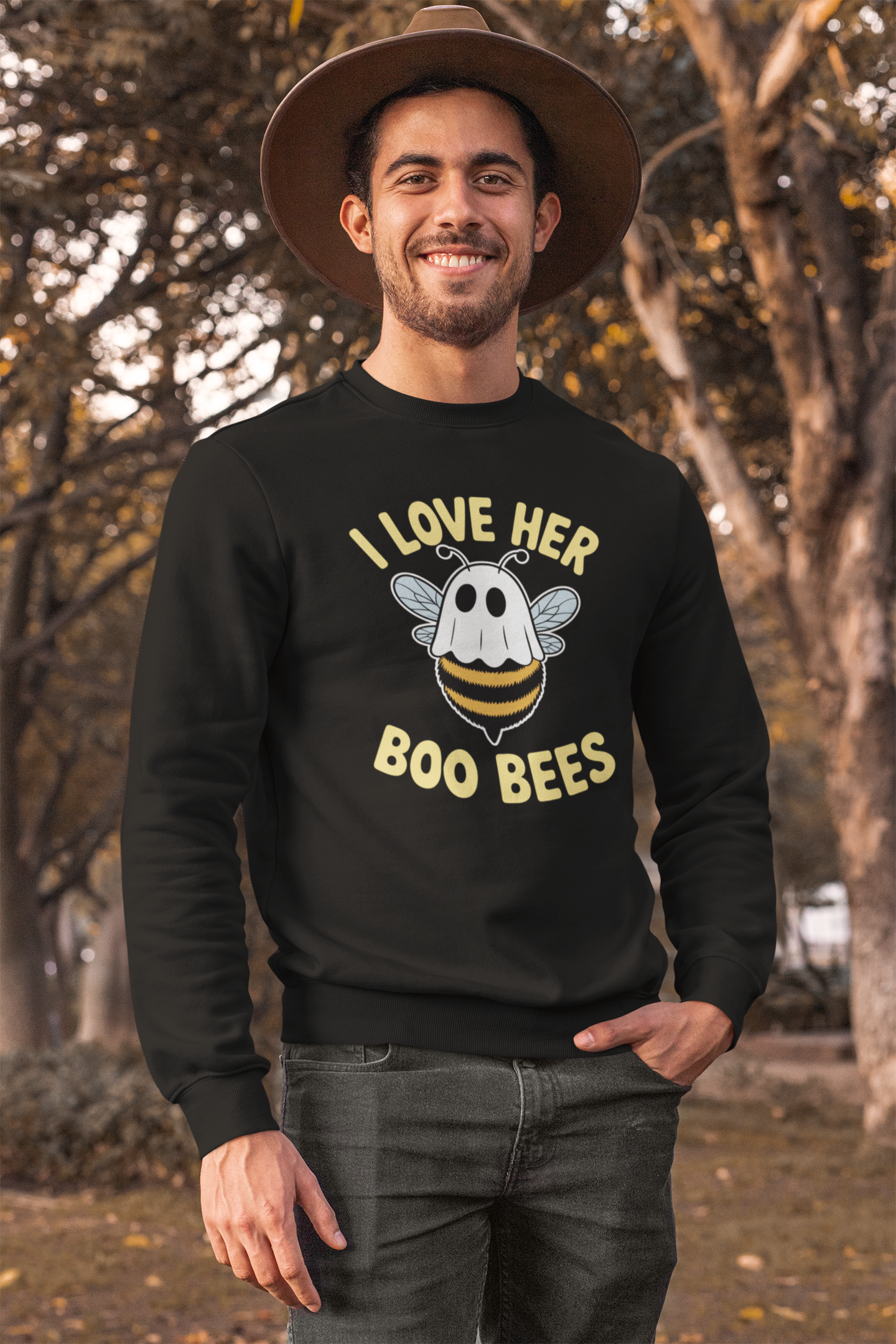 I Love Her Boo Bees Couples Halloween Adult Costume His Men Sweatshirt