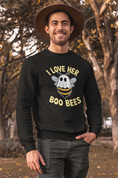 I Love Her Boo Bees Couples Halloween Adult Costume His Men Sweatshirt