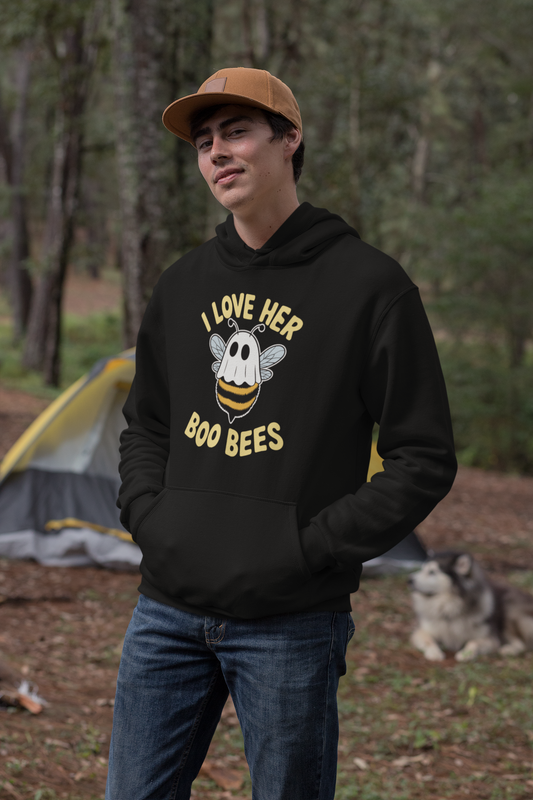 I Love Her Boo Bees Couples Halloween Adult Costume His Men Hoodie