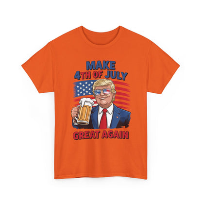 Trump Make 4th of July Great Again Men Drinking Beer Funny T-Shirt