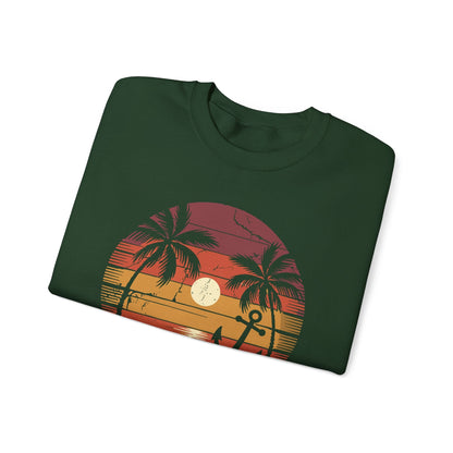 On Cruise Time Coconut Tree Graphic Summer Vacation Cruising Sweatshirt