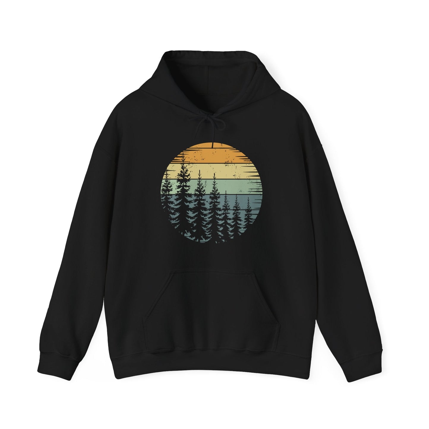 Retro Forest Trees Outdoors Nature Vintage Graphic Hoodie