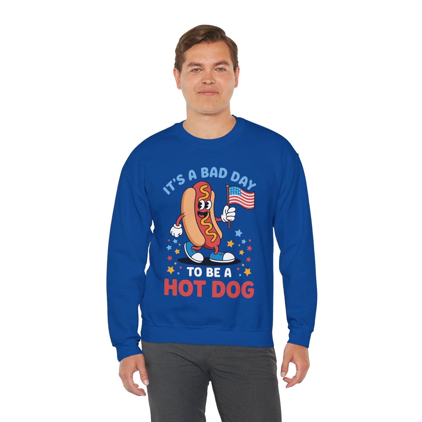 Its A Bad Day To Be A Hot Dog Funny meme HotDog usa flag Men Women Sweatshirt