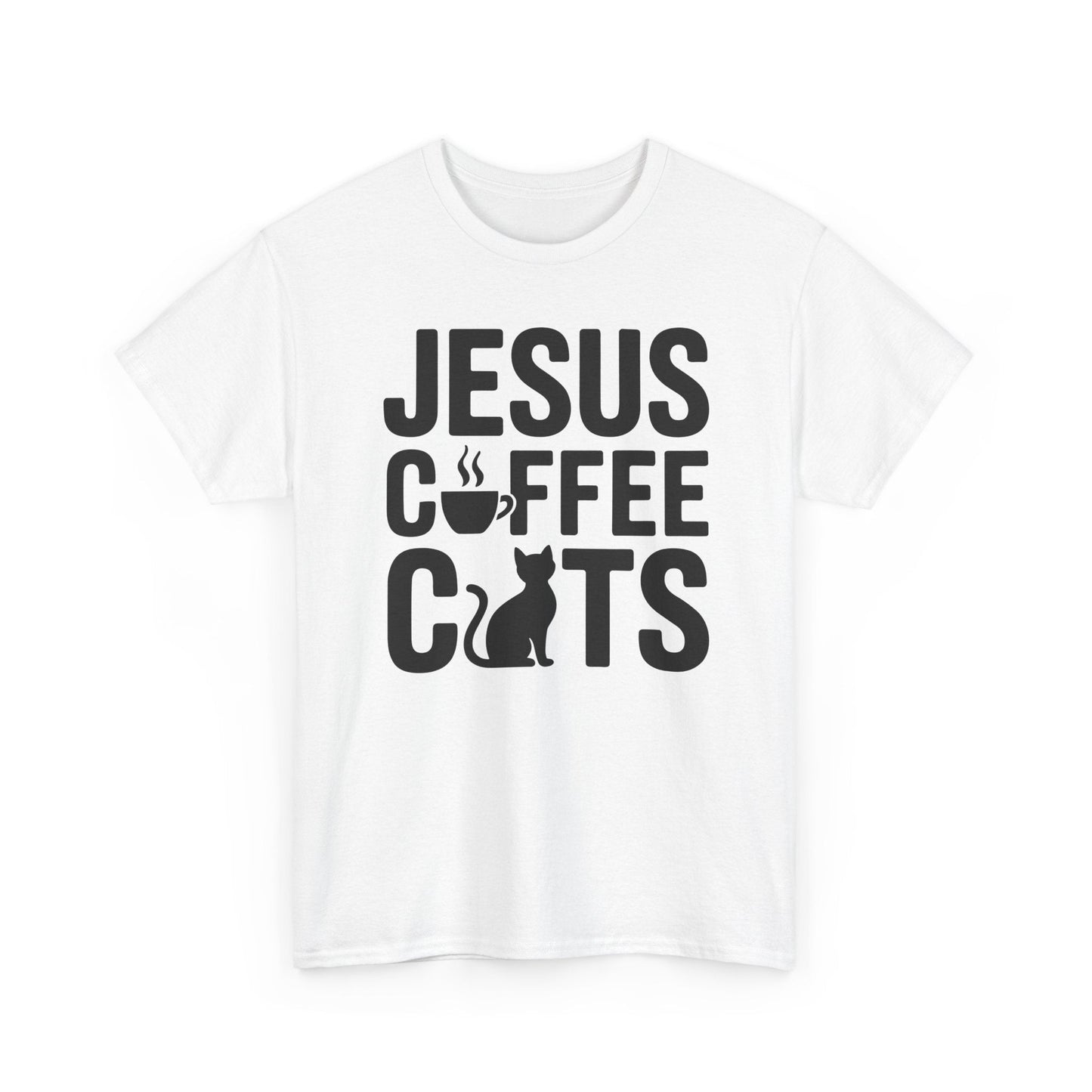 Christian Jesus, Coffee, Cats - Religous Cat Caffeine Lover T-Shirt