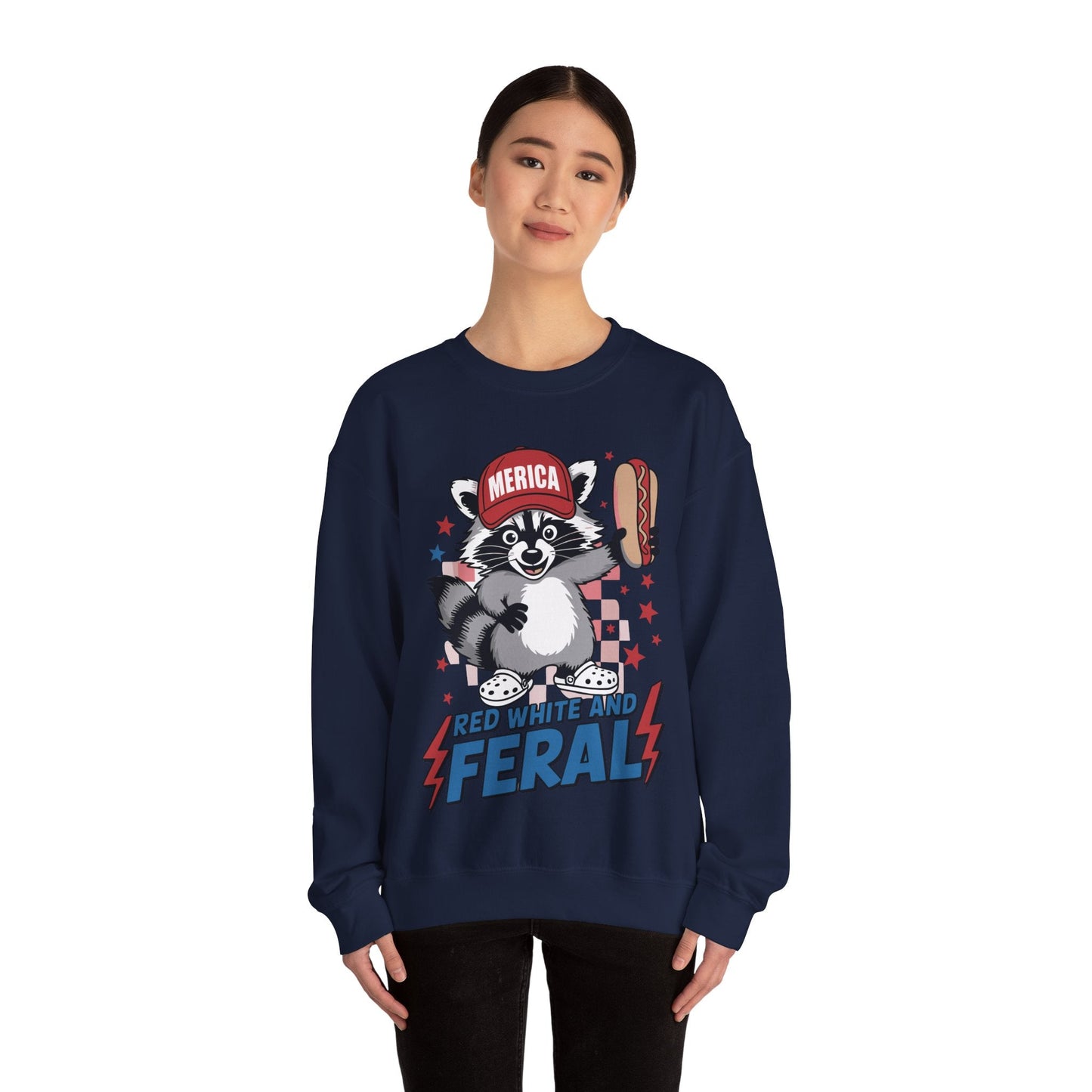 Red White And Feral Raccoon 4th of July Saying Meme Sweatshirt