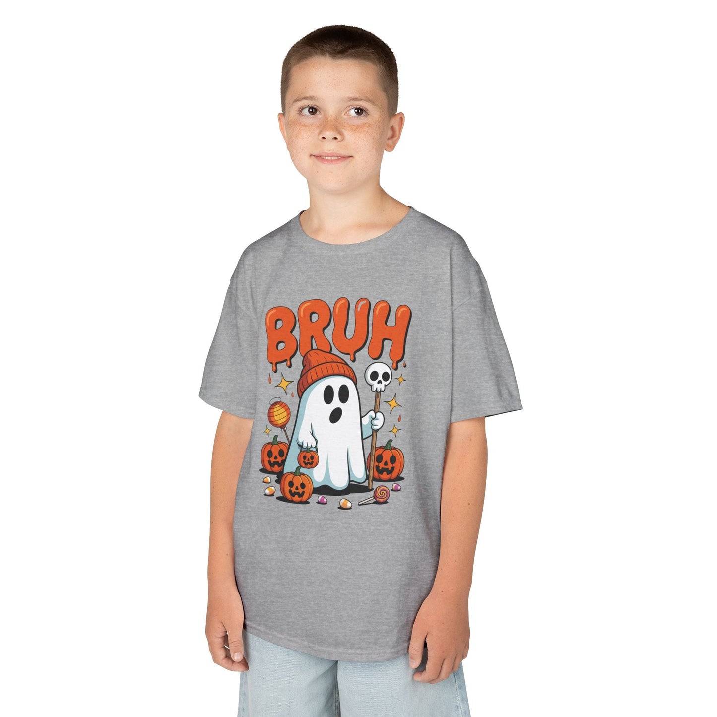 Bruh Ghost Halloween Cute Ghost Trick Or Treat Candy Kids T-Shirt