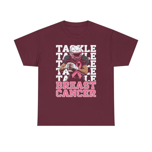 Tackle Football Breast Cancer Awareness Pink Ribbon T-Shirt