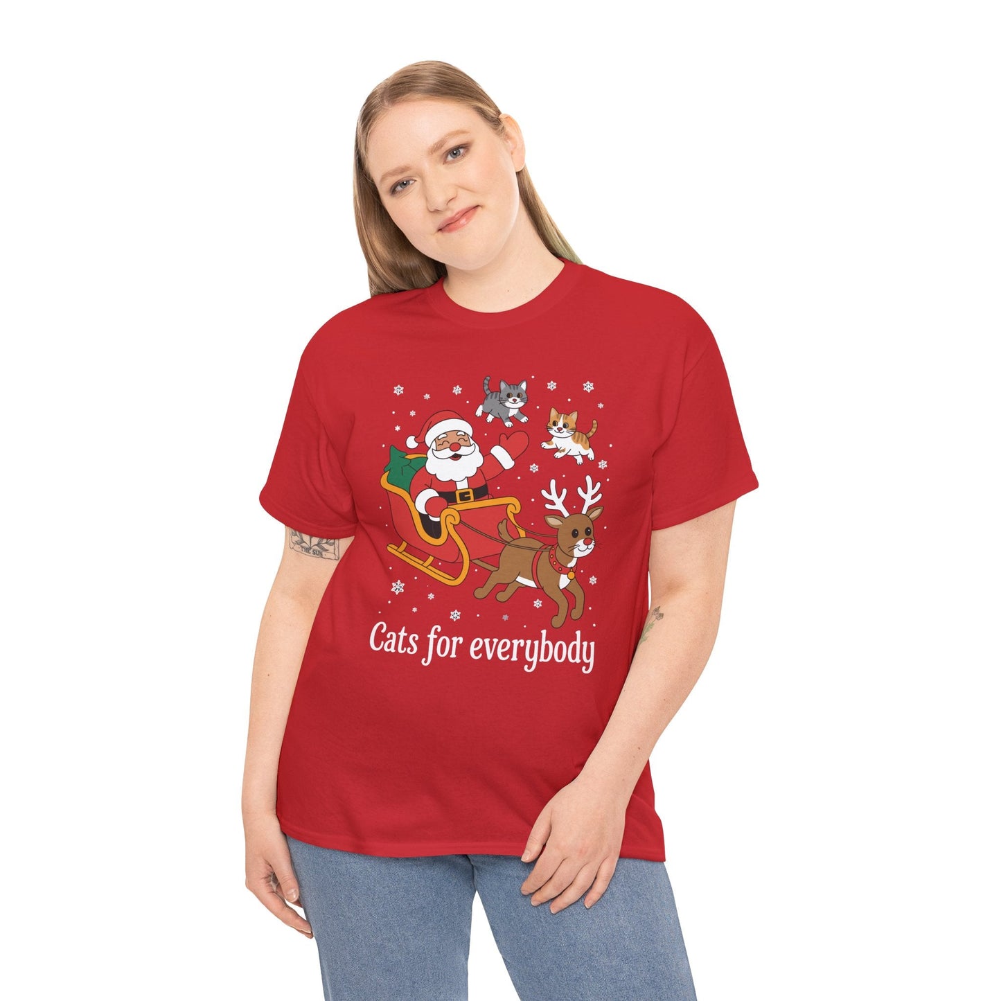 Cats For Everybody Christmas Cat Funny Xmas Women Santa T-Shirt