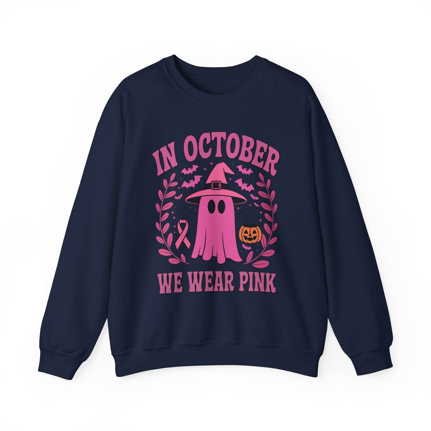 In October We Wear Pink Breast Cancer Awareness Halloween Sweatshirt