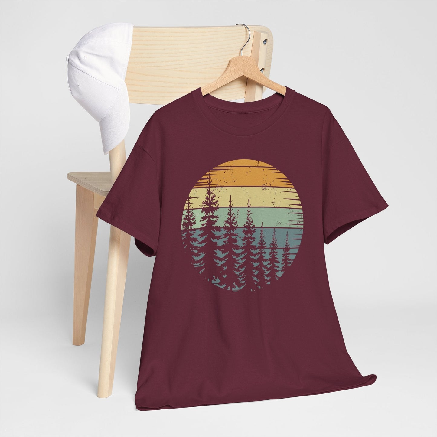 Retro Forest Trees Outdoors Nature Vintage Graphic T-Shirt