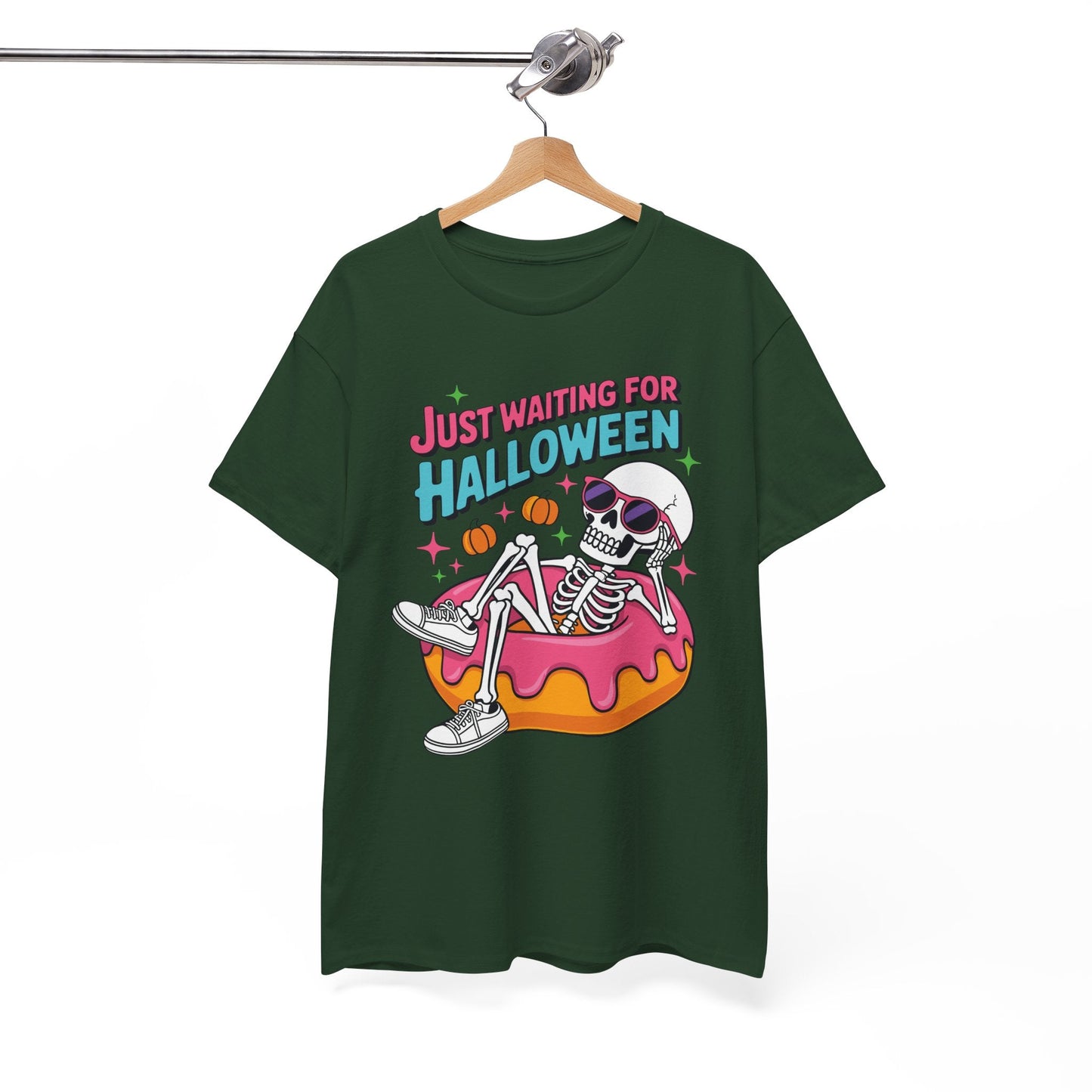 Just Waiting For Halloween Skeleton Donut Summerween Vibes T-Shirt