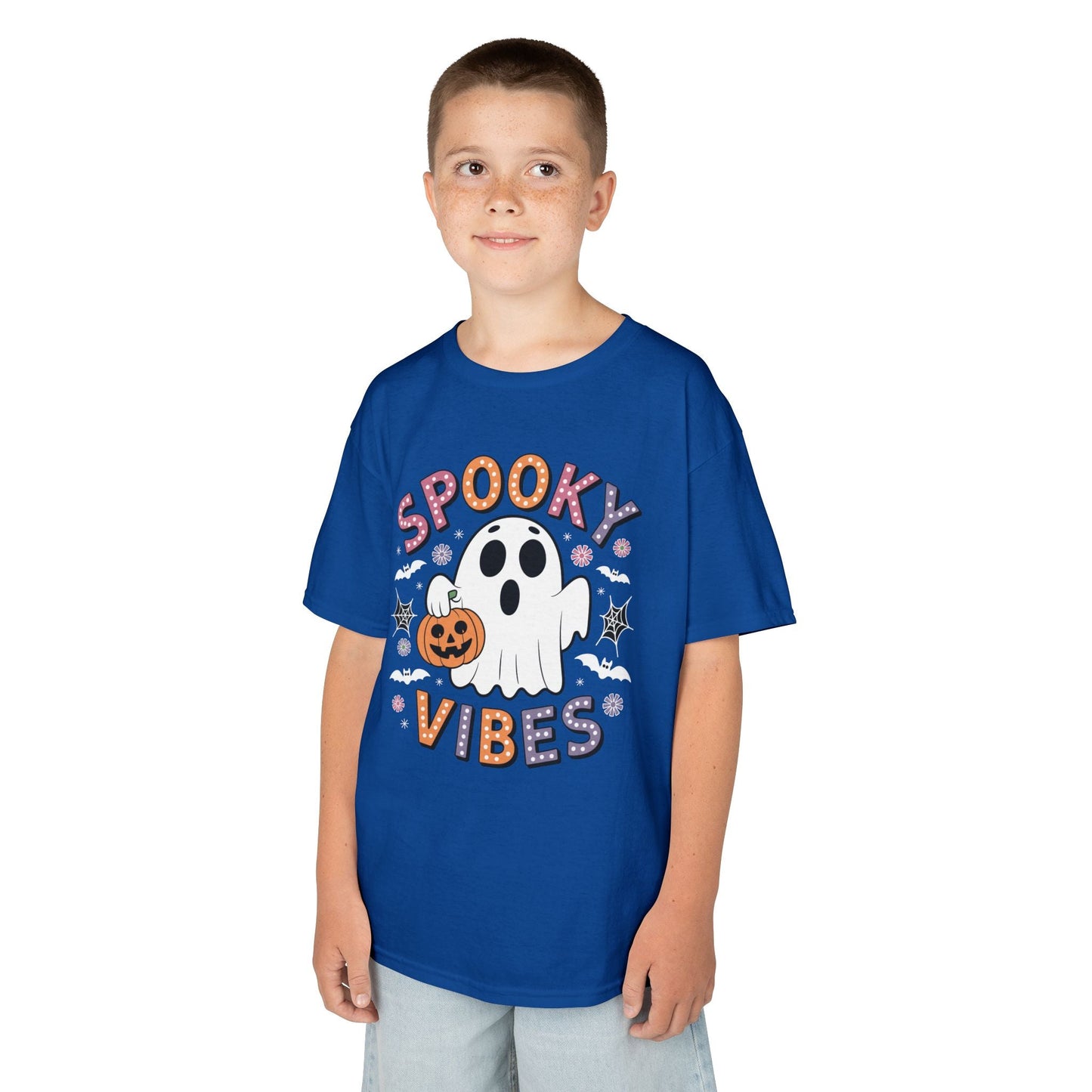 Spooky Vibes Ghost Retro Groovy Halloween Kids T-Shirt