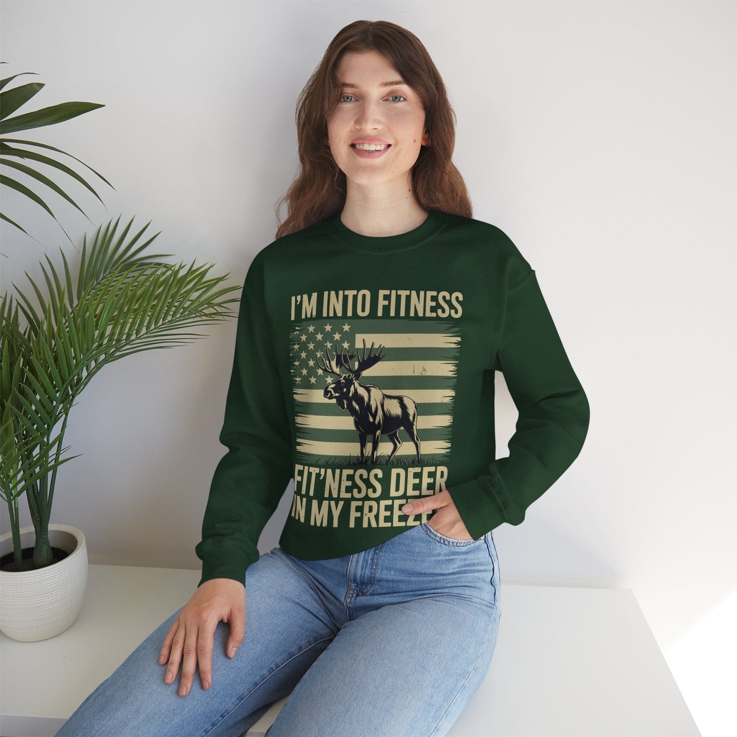 Hunting Im Into Fitness Fit Ness Deer Freezer Men Women Sweatshirt