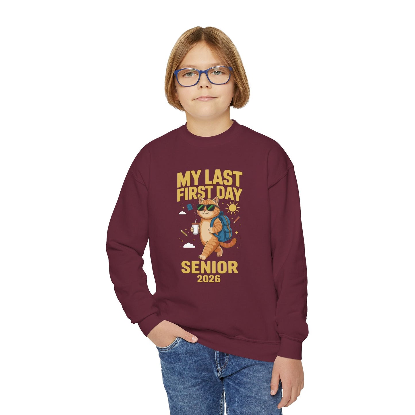 My Last First Day Senior 2026 Cat Back to School Cool Class Sweatshirt