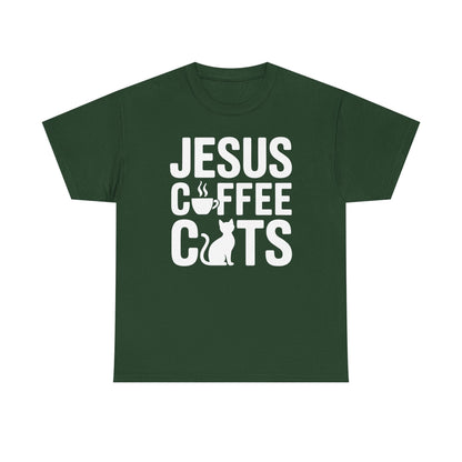 Christian Jesus, Coffee, Cats - Religous Cat Caffeine Lover T-Shirt
