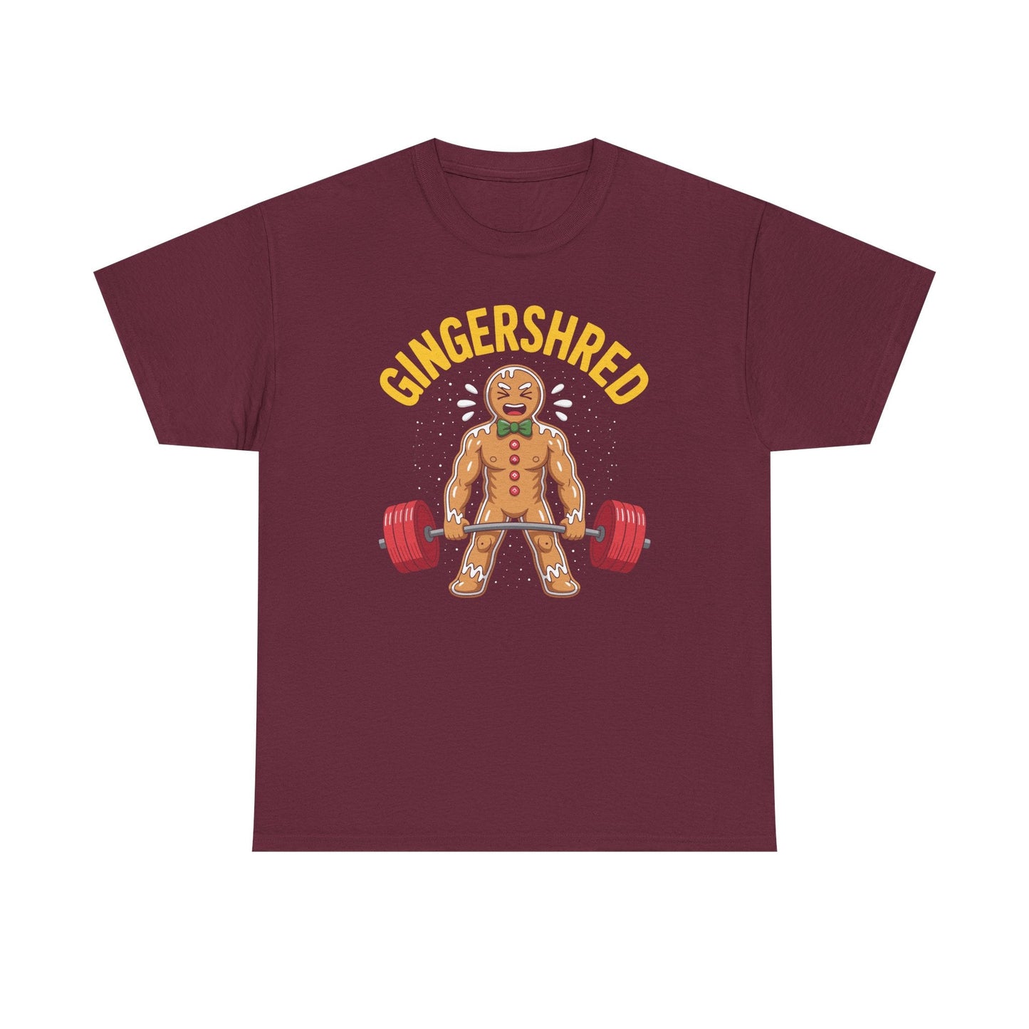 Funny Gingershred Gingerbread Man Gym Bodybuilding Christmas T-Shirt