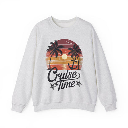 On Cruise Time Coconut Tree Graphic Summer Vacation Cruising Sweatshirt