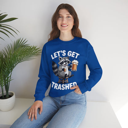 Funny Let's Get Trashed Raccoon Meme Humor Beer Drinking Sweatshirt