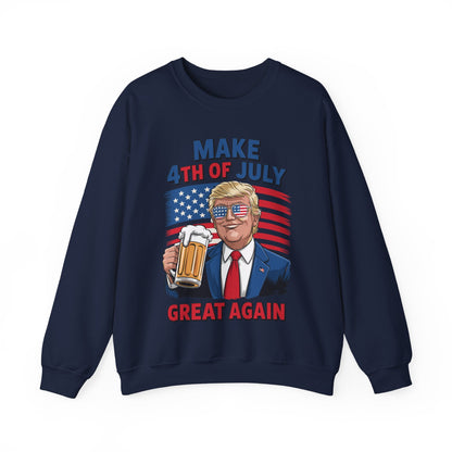 Trump Make 4th of July Great Again Men Drinking Beer Funny Sweatshirt