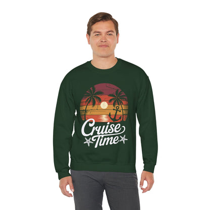 On Cruise Time Coconut Tree Graphic Summer Vacation Cruising Sweatshirt
