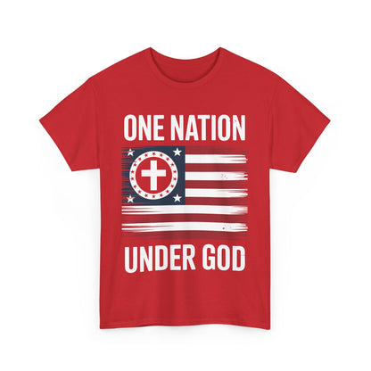 One Nation Under God Flag 4th Of July Patriotic Christian T-Shirt