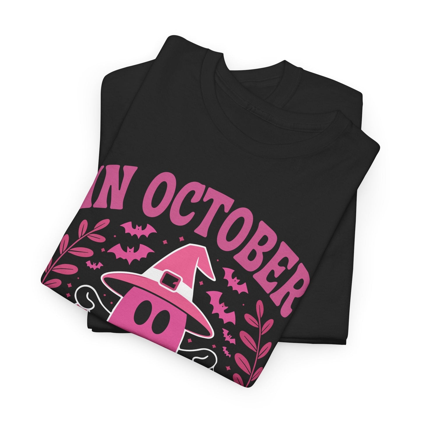 In October We Wear Pink Breast Cancer Awareness Halloween T-Shirt