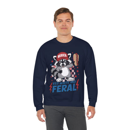Red White And Feral Raccoon 4th of July Saying Meme Sweatshirt
