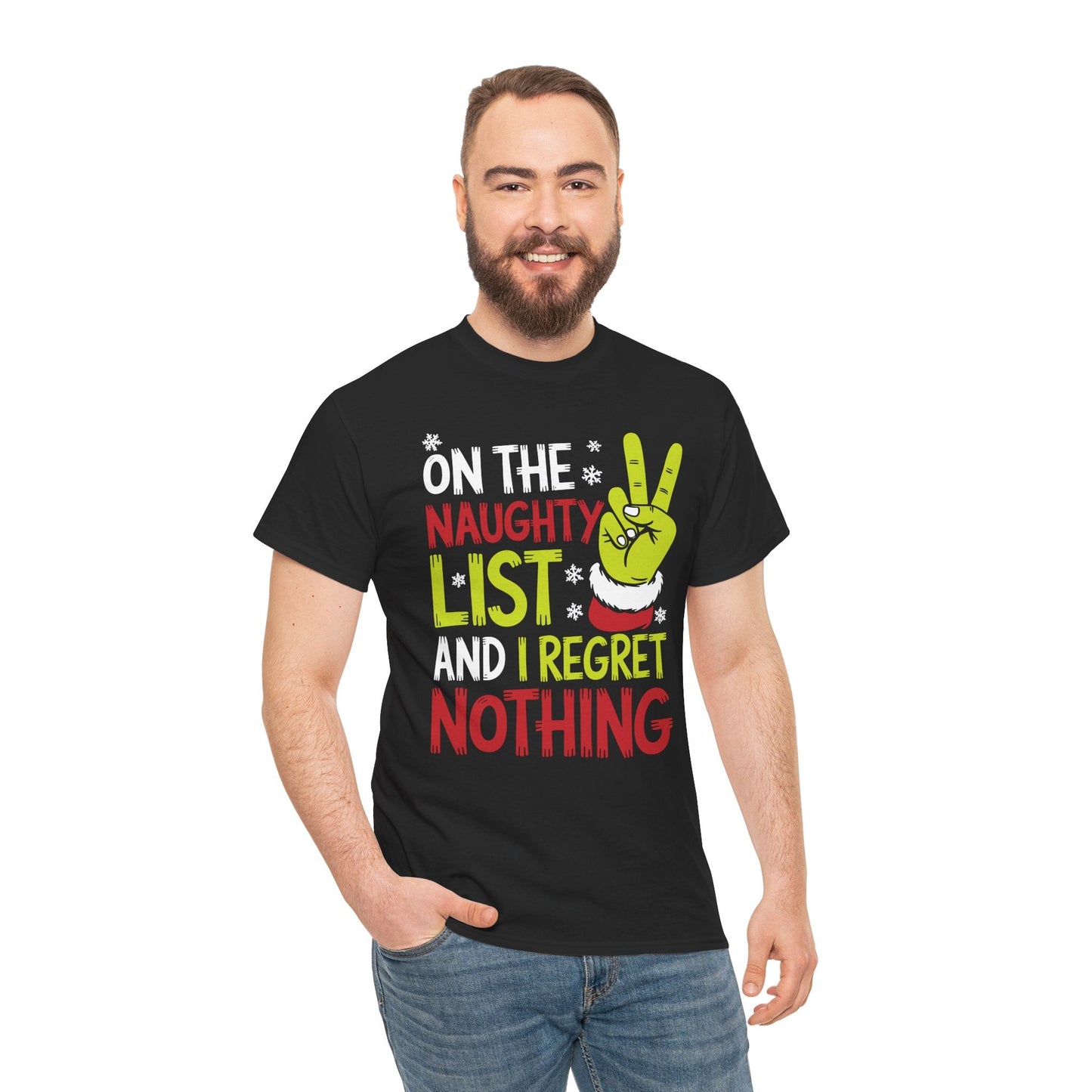 On The Naughty List And I Regret Nothing Funny Christmas Tee T-Shirt