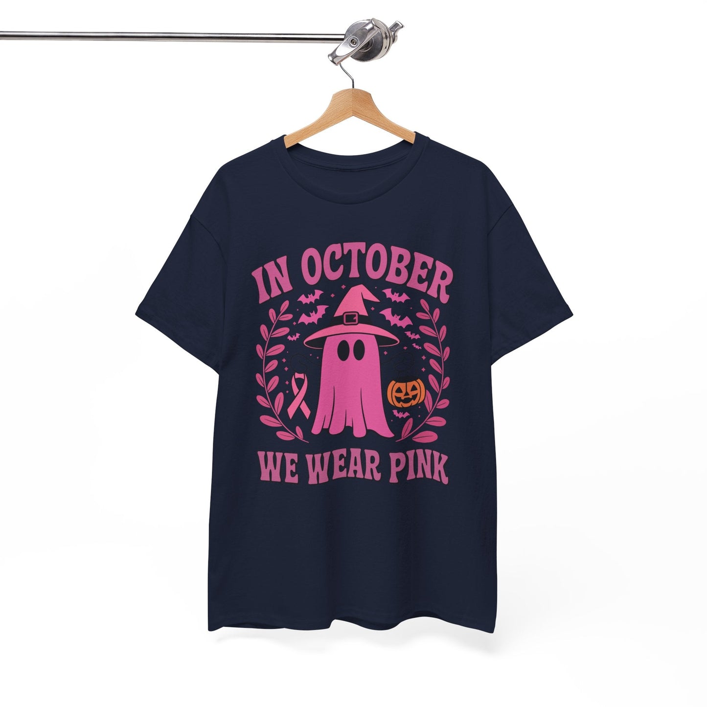 In October We Wear Pink Breast Cancer Awareness Halloween T-Shirt
