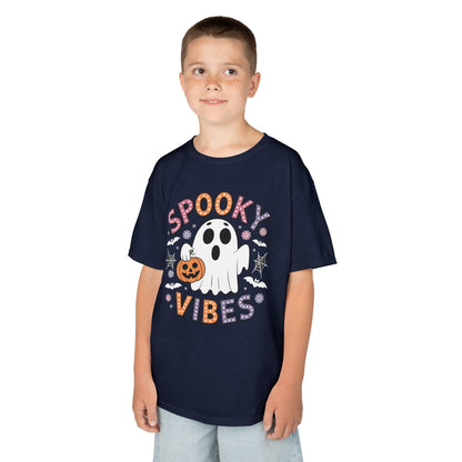 Spooky Vibes Ghost Retro Groovy Halloween Kids T-Shirt