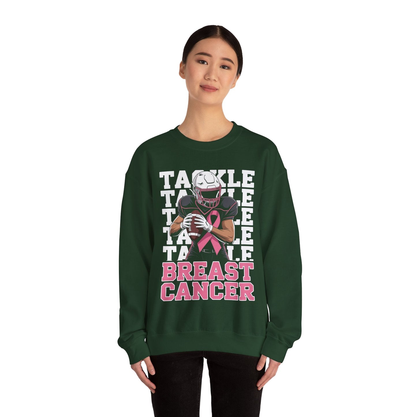 Tackle Football Breast Cancer Awareness Pink Ribbon Sweatshirt