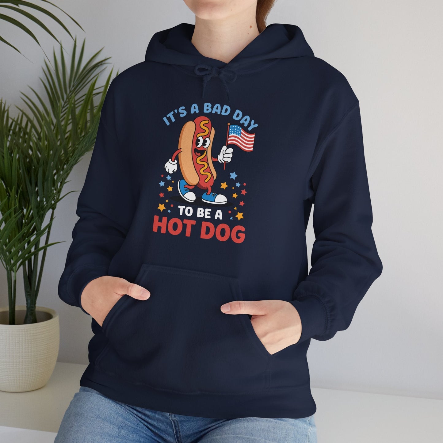 Its A Bad Day To Be A Hot Dog Funny meme HotDog usa flag Men Women Hoodie