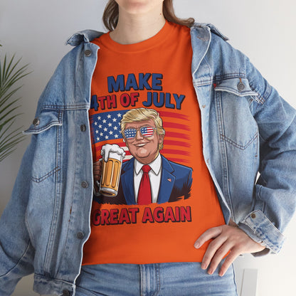 Trump Make 4th of July Great Again Men Drinking Beer Funny T-Shirt