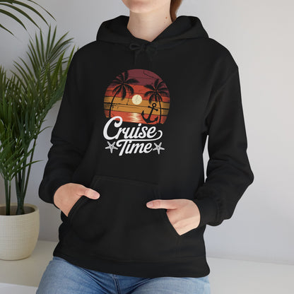 On Cruise Time Coconut Tree Graphic Summer Vacation Cruising Hoodie
